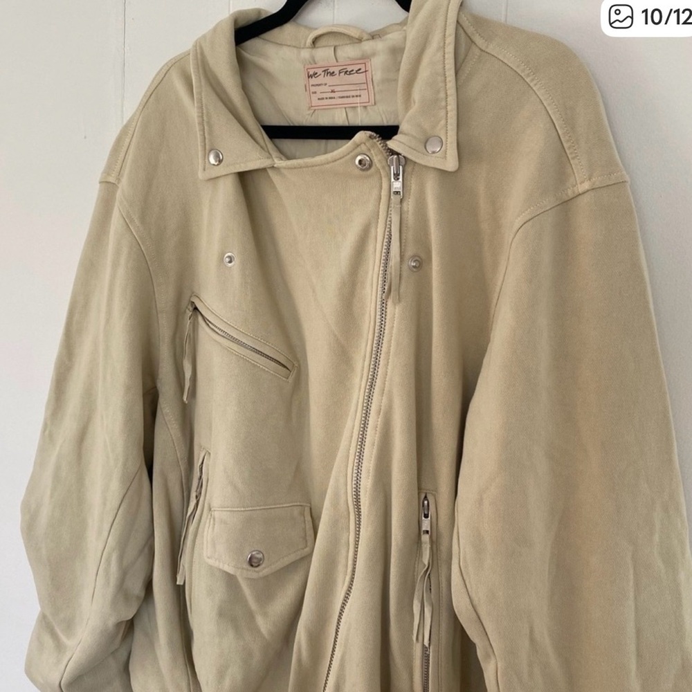FREE PEOPLE *NWT*  Rebel Knit Soft Moto Jacket in Vanilla Crème Women’s Size XL - Picture 6 of 6